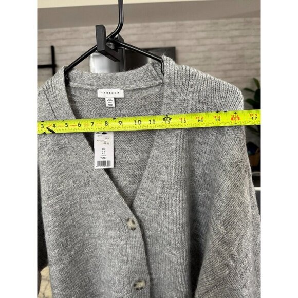 NWT Topshop Knitted Easy Clean Rib Detail Relaxed Cardigan In Gray Women Size 12 - Picture 4 of 8